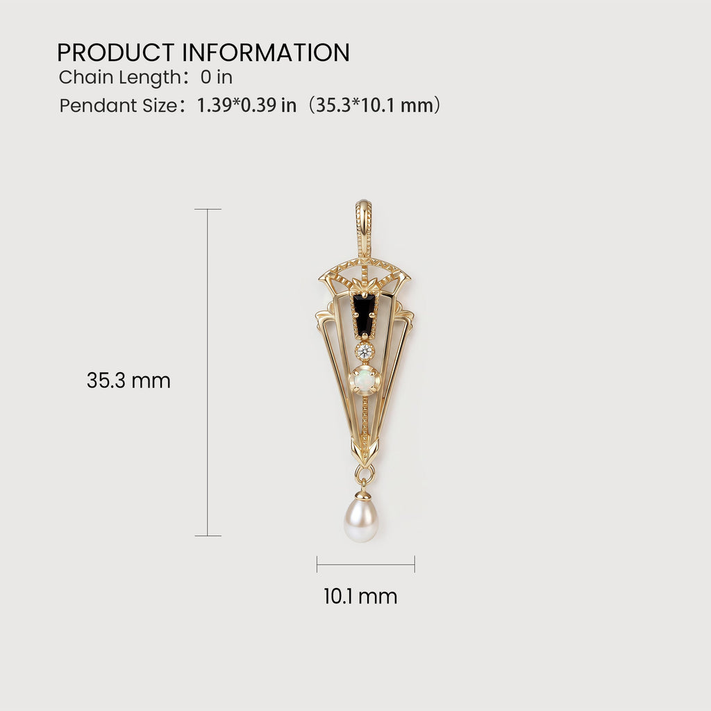 14K Gold Plated Art Deco Pendant Charm