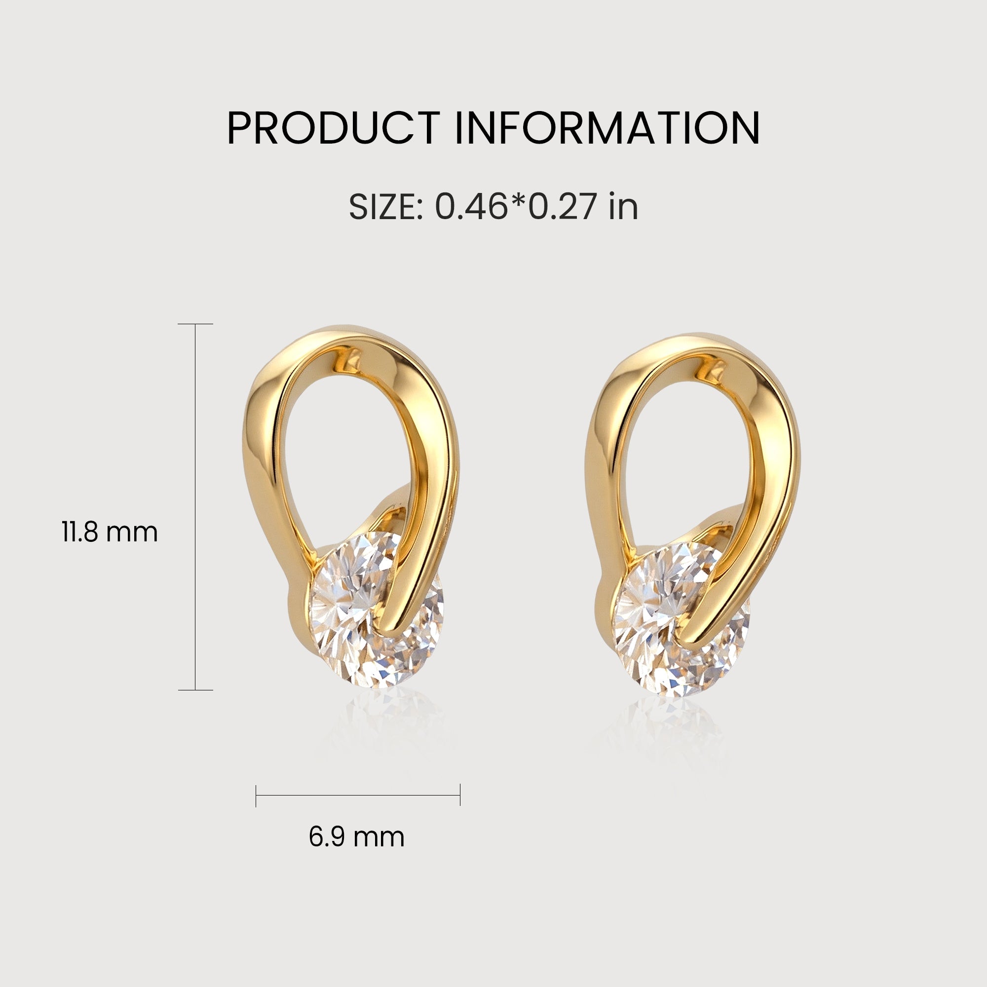 18K Gold-Plated Sterling Silver Loop Stone Studs