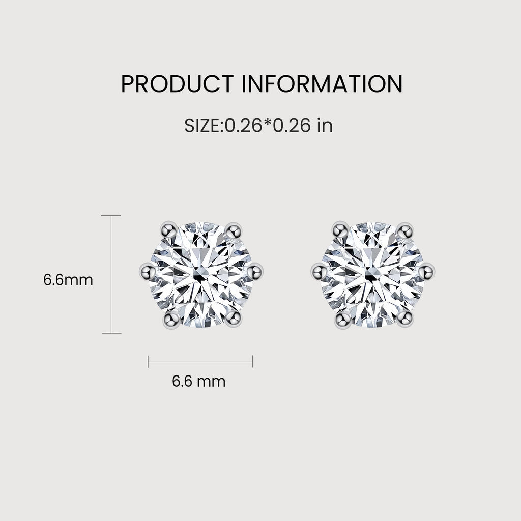 5A CZ Six-Prong Solitaire Stud Earrings