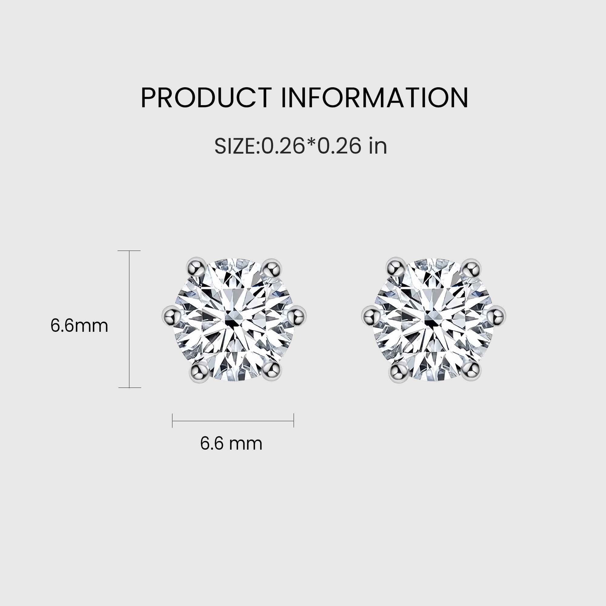 5A CZ Six-Prong Solitaire Stud Earrings