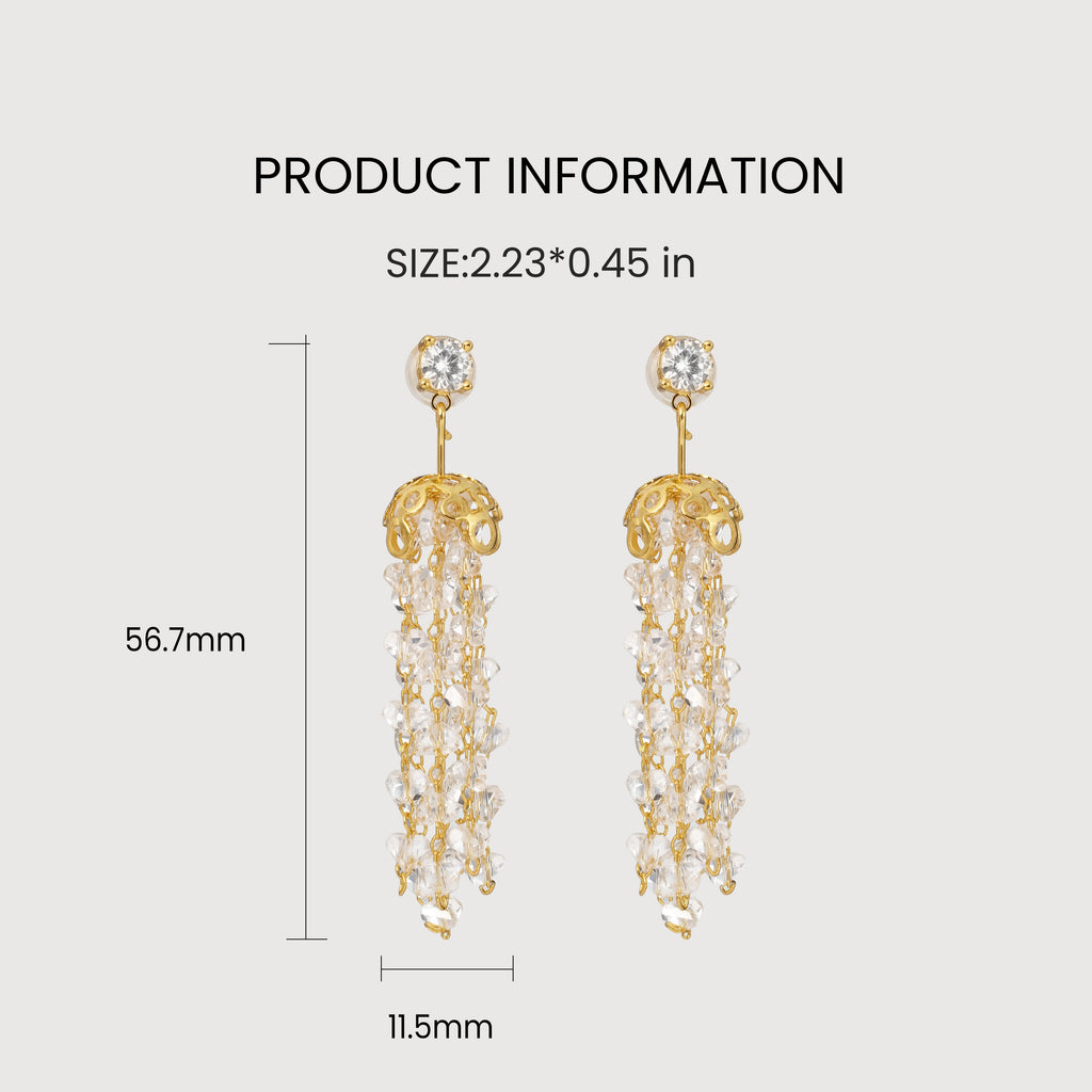 Zircon Cluster Tassel Drop Earrings