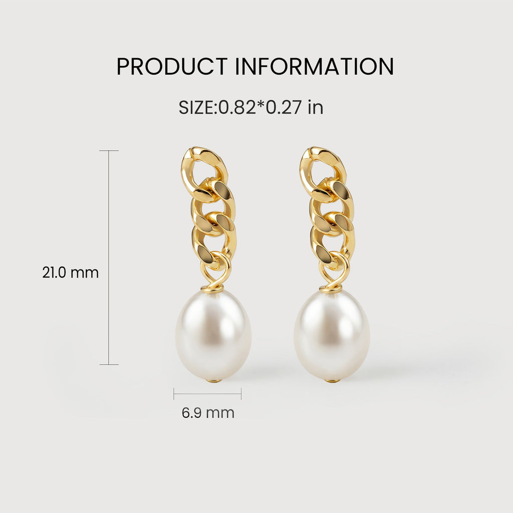Chunky Chain Pearl Drop Earrings