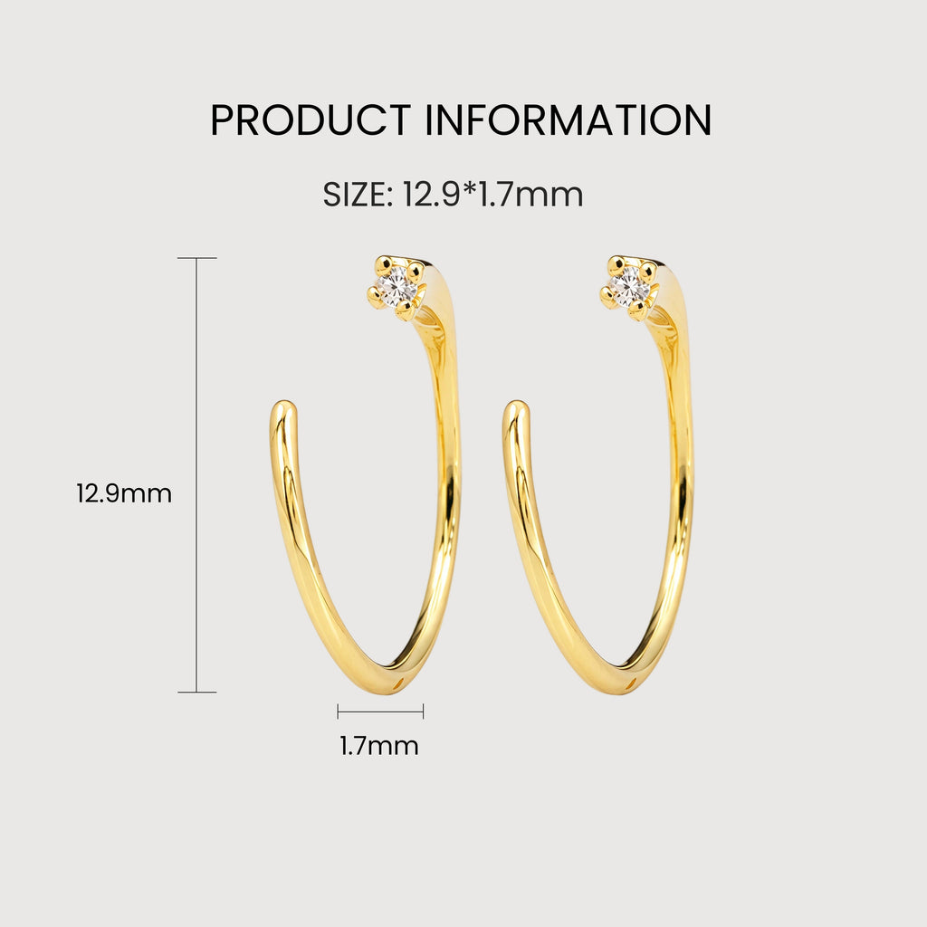 Gold-Plated 925 Silver Open Hoops