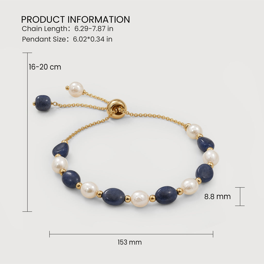 Gold-Plated Blue Aventurine Pearl Bracelet