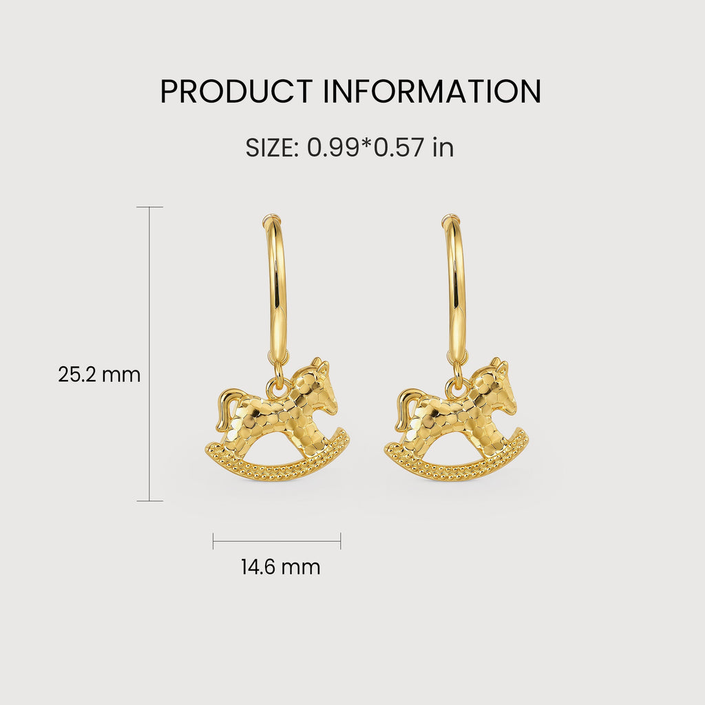 Rocking Horse Charm Hoop Earrings