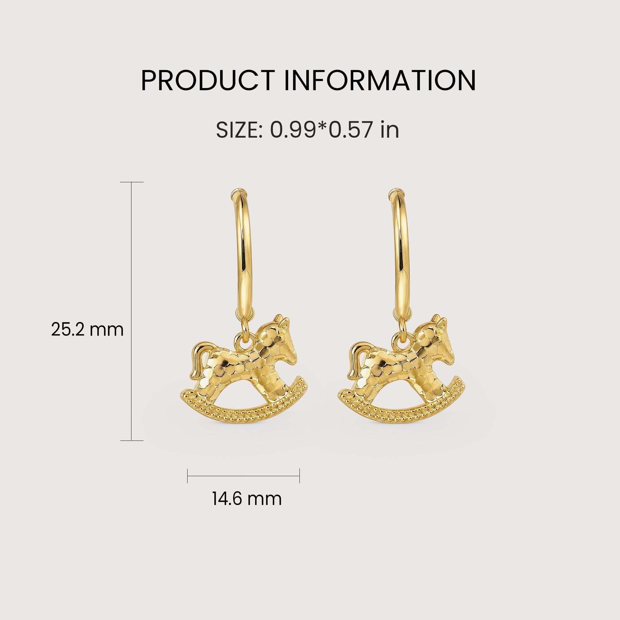 Rocking Horse Charm Hoop Earrings
