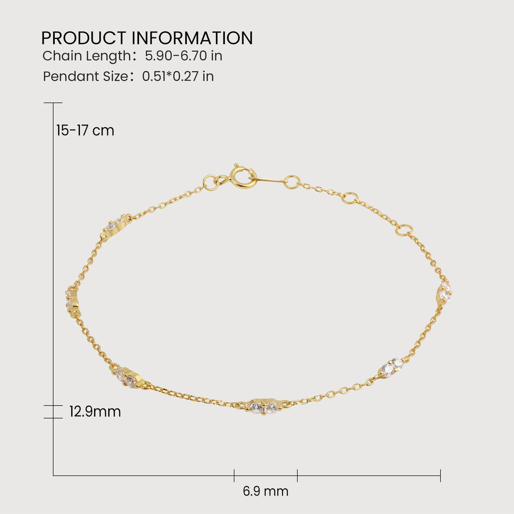 Gold-Tone Sterling Silver Twin CZ Station Bracelet