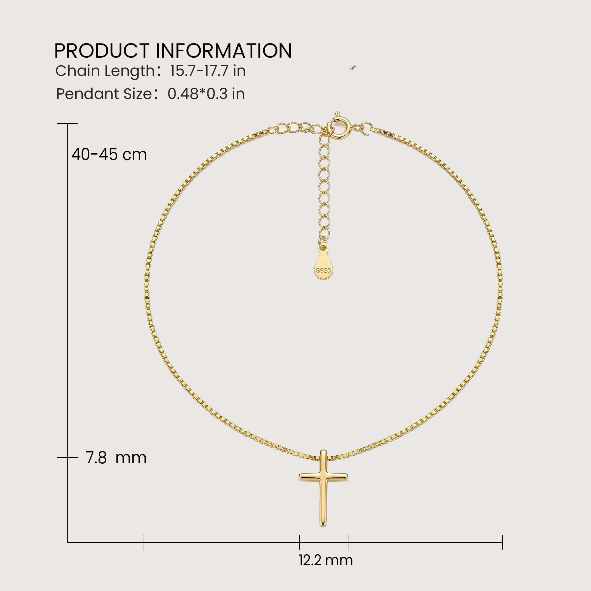 18K Gold-Plated S925 Cross Necklace