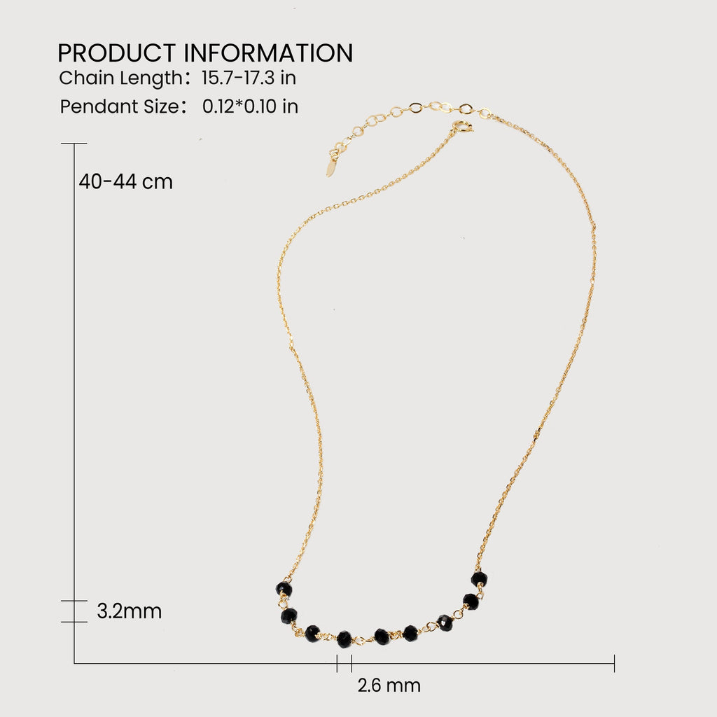 Black Faceted Bead Gold-Plated Necklace