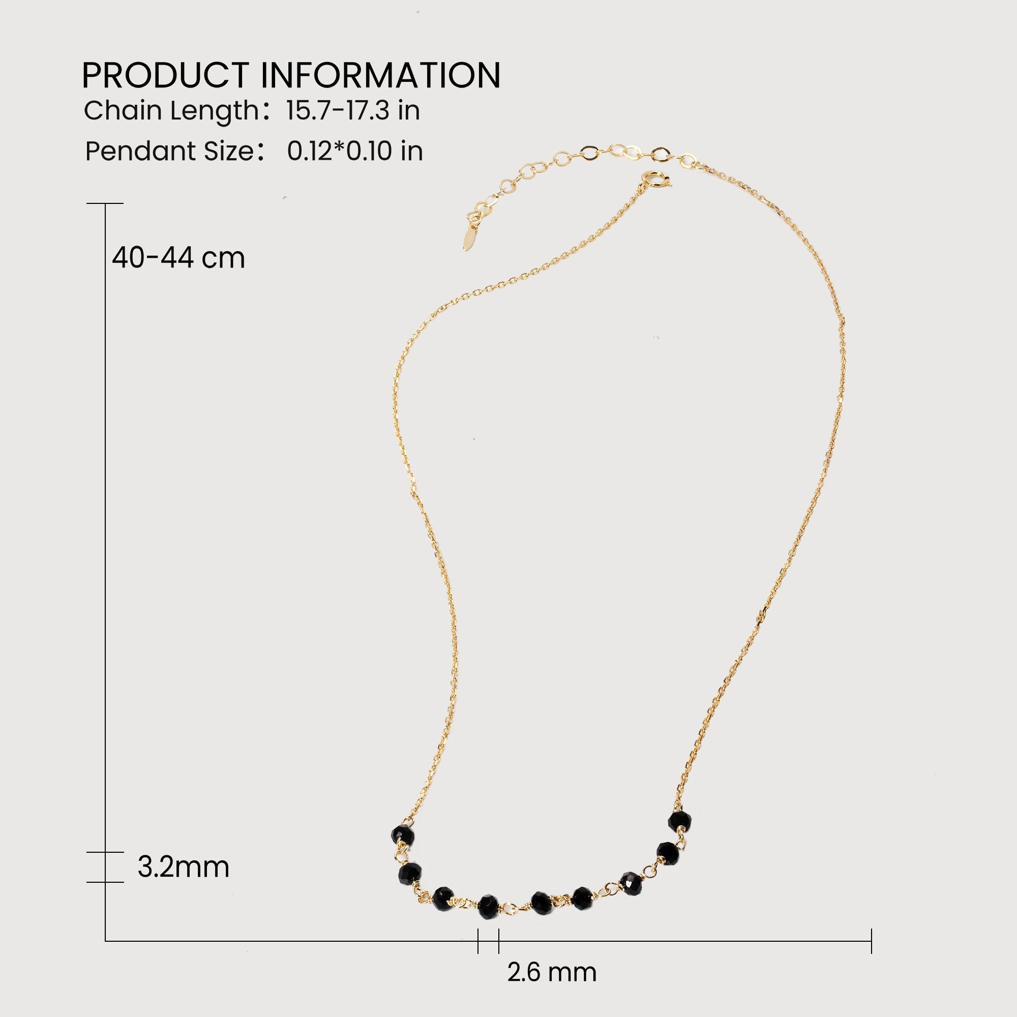 Black Faceted Bead Gold-Plated Necklace