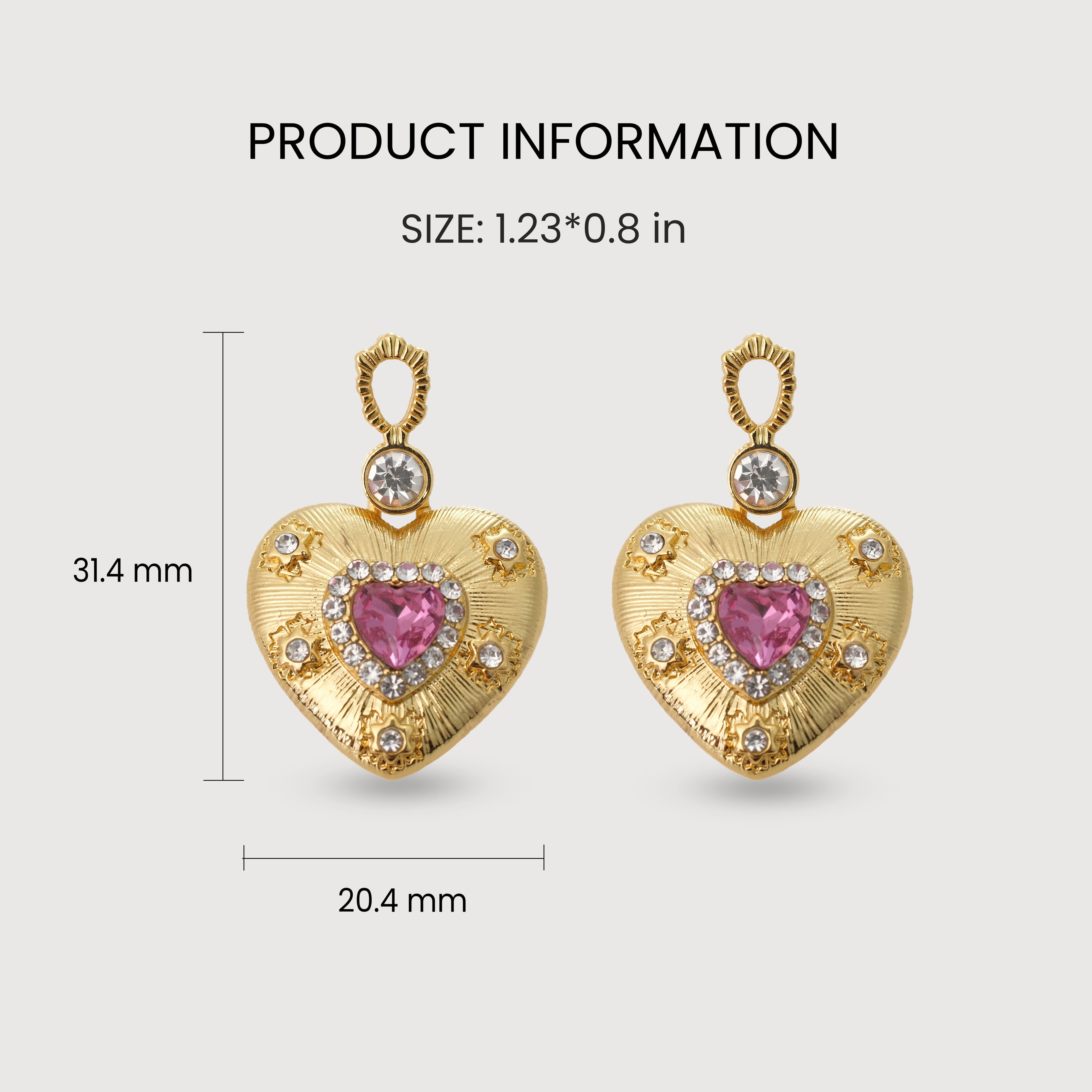 Pink Heart Zirconia Drop Earrings