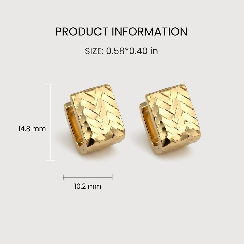Woven Texture Rectangular Huggie Earrings