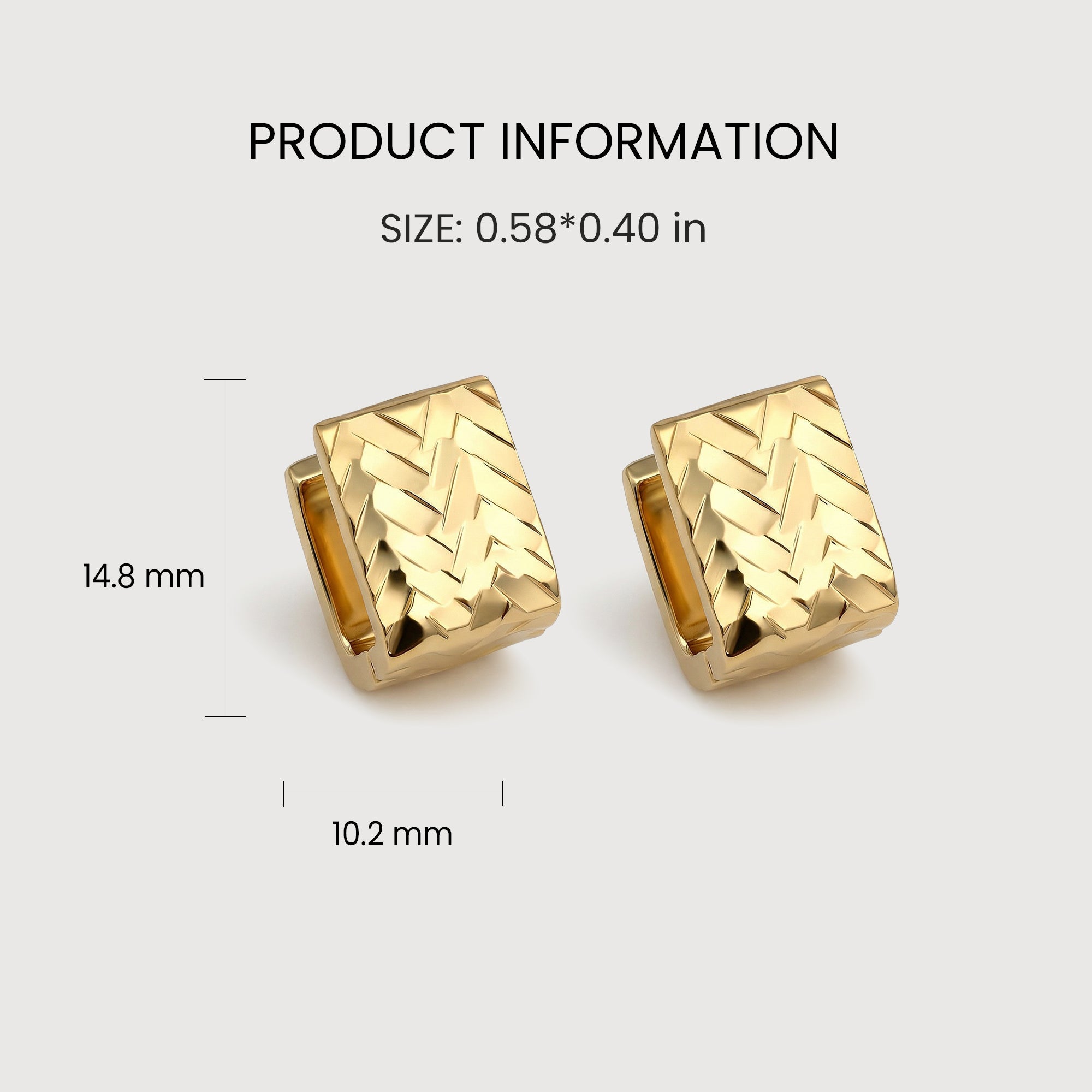 Woven Texture Rectangular Huggie Earrings
