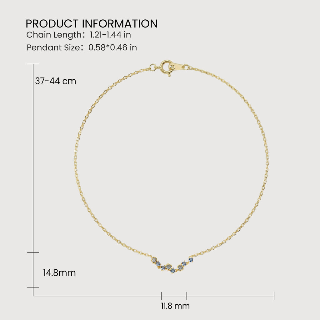 Gold-Plated S925 Blue Stone Curve Necklace