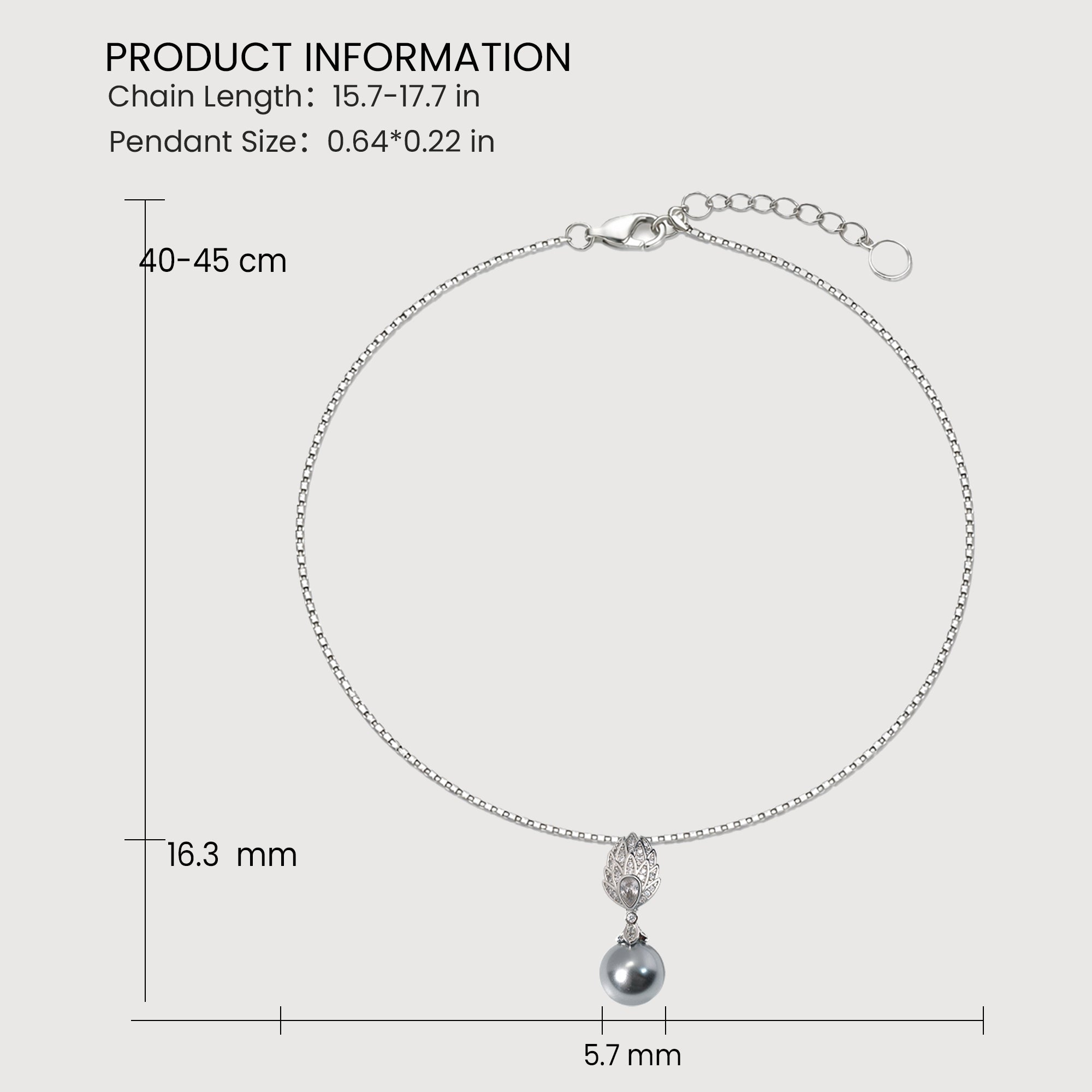 Silver-Tone Sculptural Grey Drop Necklace