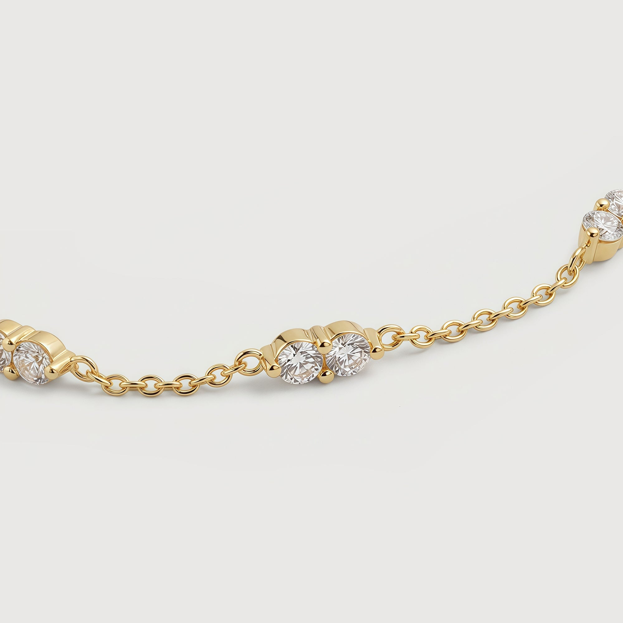 Gold-Tone Sterling Silver Twin CZ Station Bracelet