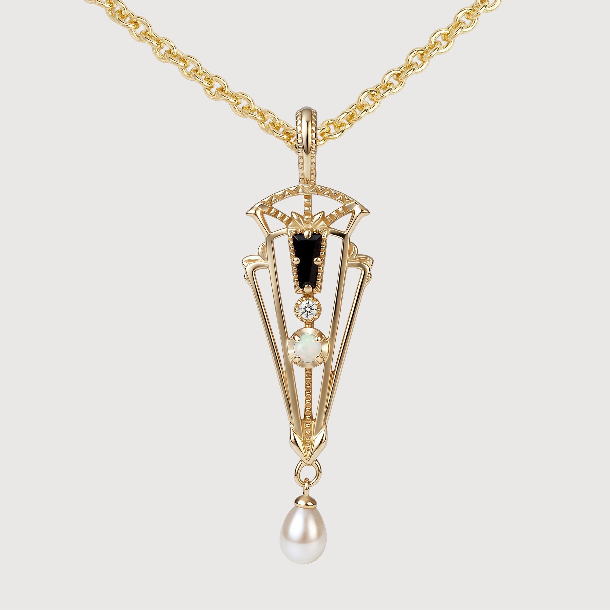 14K Gold Plated Art Deco Pendant Charm