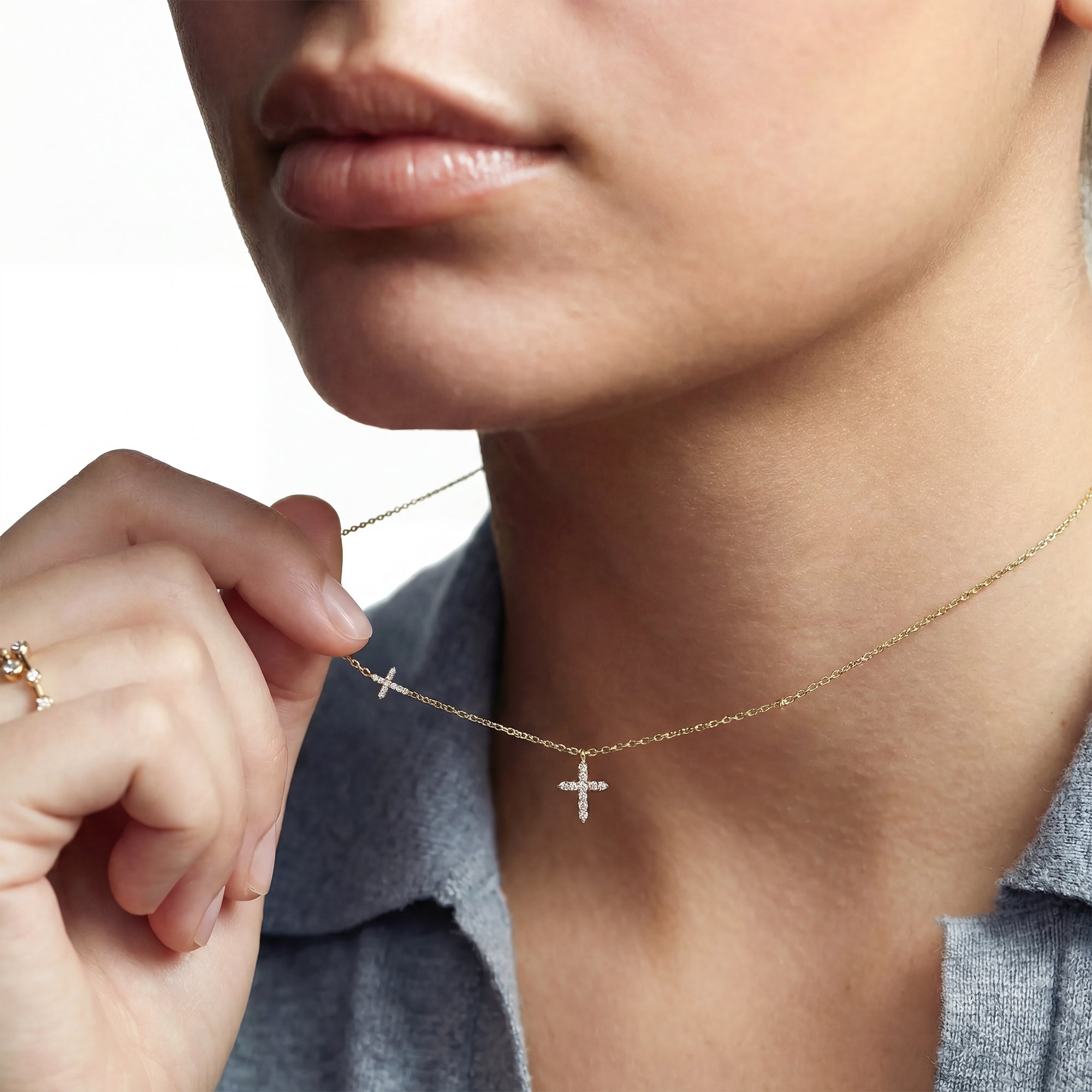 18K Gold-Plated Double Cross Necklace