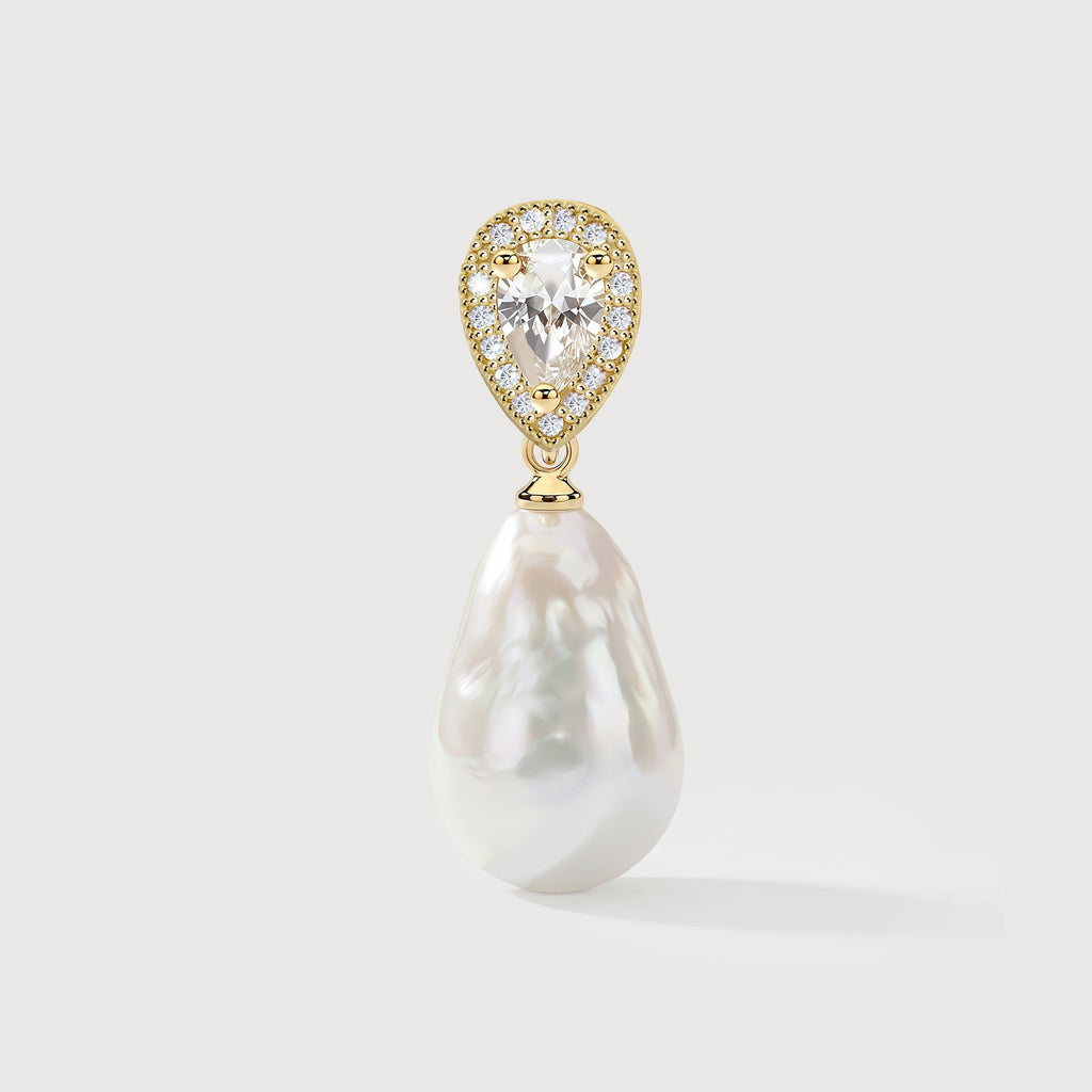 Pear-Cut Halo Freshwater Pearl Necklace