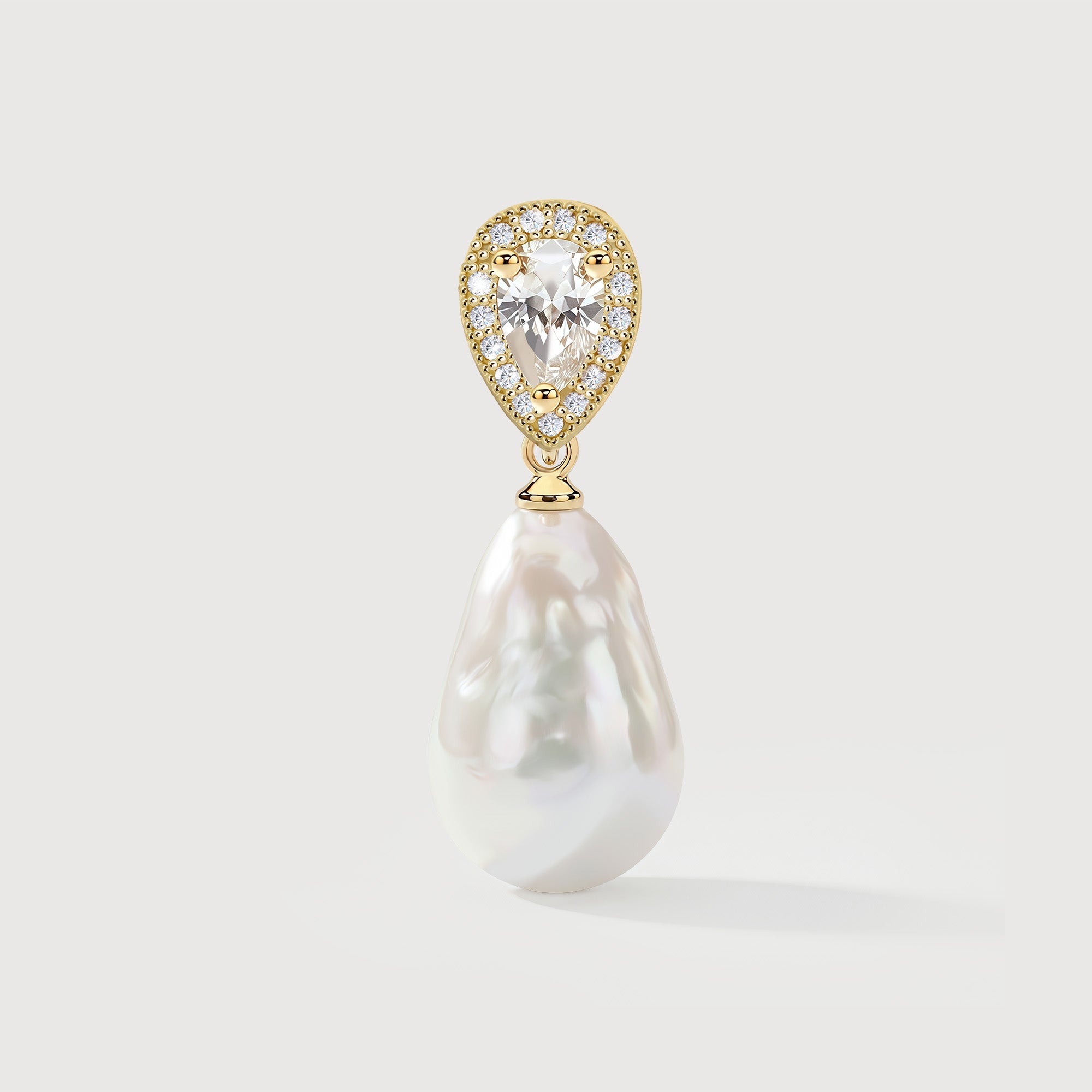 Pear-Cut Halo Freshwater Pearl Necklace
